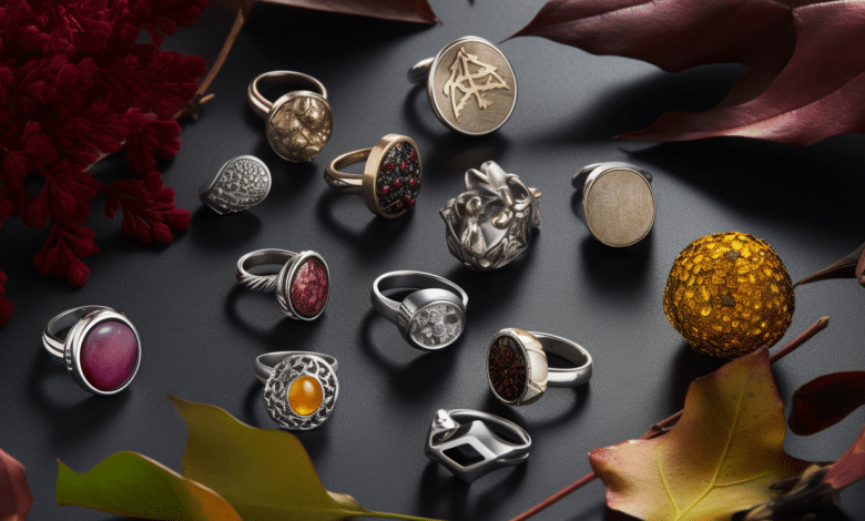 Initial rings in various metals and designs