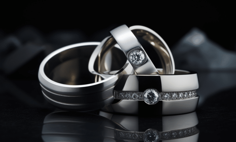 Titanium engagement ring with a diamond centerpiece