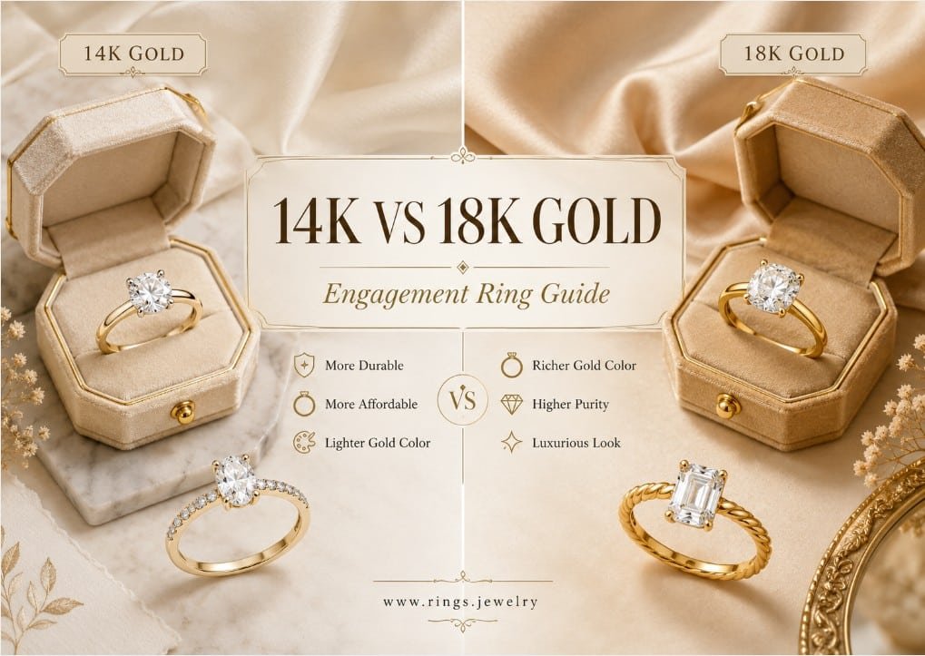 14k vs 18k Gold Engagement Ring: Which Is Better for Daily Wear? 2 14k vs 18k gold engagement ring guide with gold purity, color, durability, value, and daily wear comparison