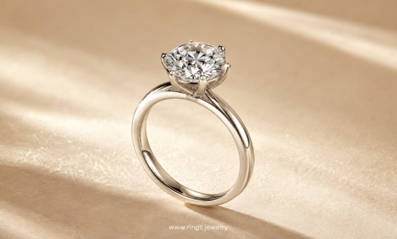 Diamond table and depth guide with engagement ring proportions, light return, visible size, spread, and buying advice