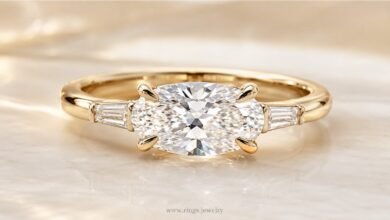 East-West Engagement Rings: The Modern Setting Everyone Is Talking About 2 East-west oval diamond engagement ring close up on marble