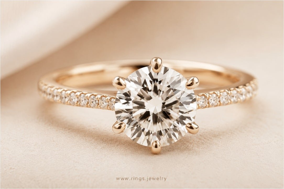Diamond engagement ring with gold band for a complete engagement rings guide