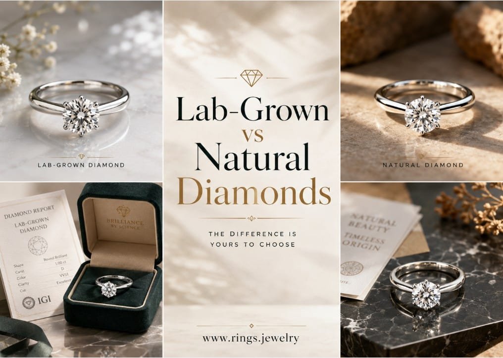 Lab-Grown vs Natural Diamond Engagement Ring: What Should You Choose? 2 Lab-grown vs natural diamonds guide with engagement ring value, origin, certification, and long-term meaning