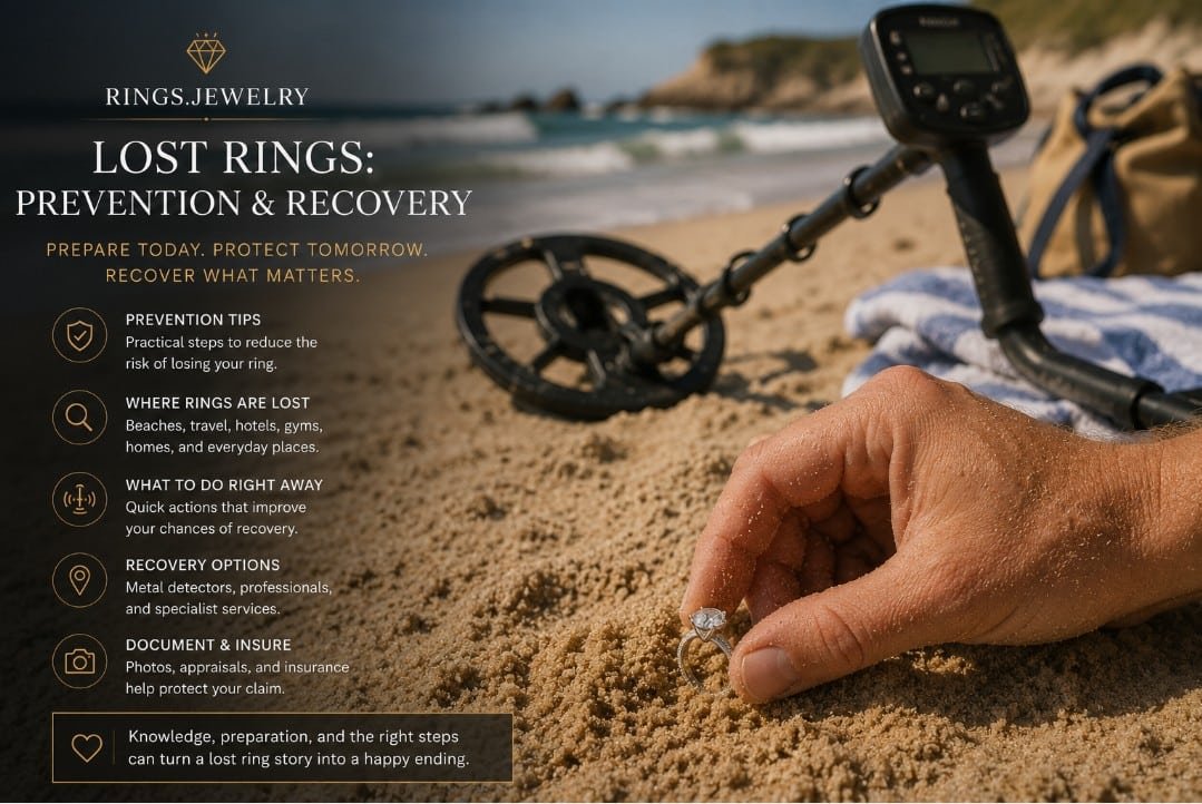 Lost diamond ring recovery on the beach with metal detector guidance prevention tips and jewelry protection advice