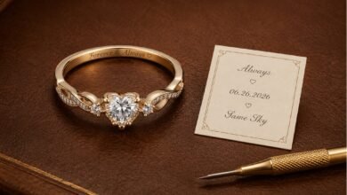 Promise ring engraving ideas with romantic inscription, meaningful date 06.26.2026, short message card, and custom jewelry detail for choosing what to write inside a ring