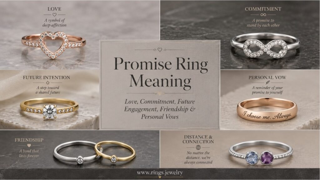 Promise Ring Meaning: What Does a Promise Ring Really Mean? 3 Promise ring meanings shown through love, commitment, future engagement, friendship, long-distance connection, and personal vows