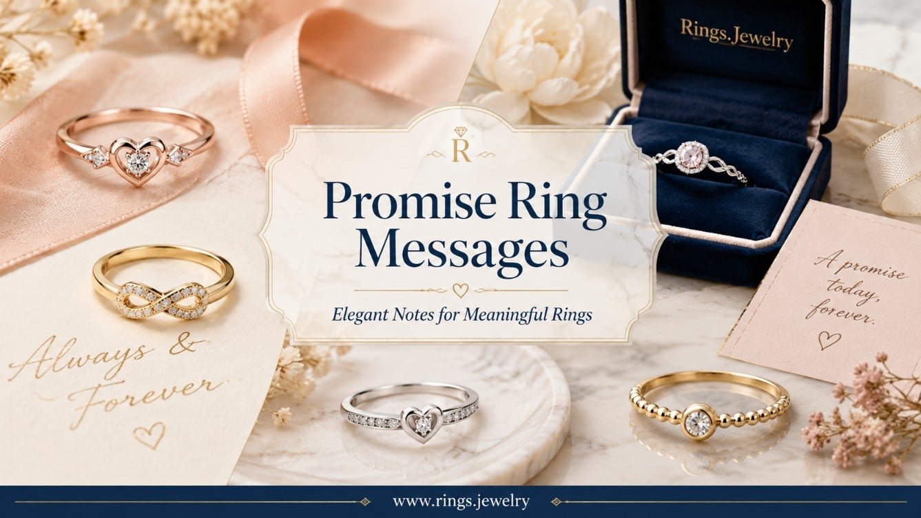 Promise ring messages with complete fine rings, elegant jewelry cards, romantic promise notes, friendship ring ideas, and meaningful gift styling