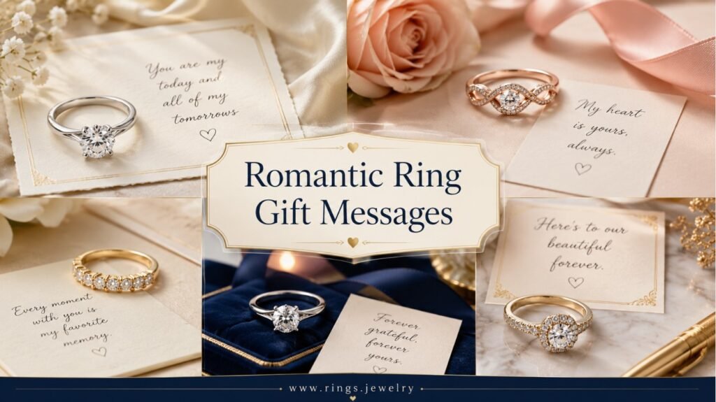 Romantic ring gift messages with complete fine rings, elegant love notes, proposal wording, anniversary cards, and meaningful jewelry gift ideas