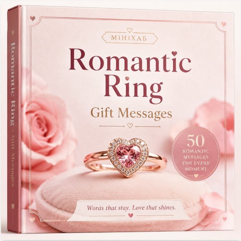 Romantic ring gift messages with rose gold jewelry, love-note wording, elegant card design, and meaningful romantic gift ideas
